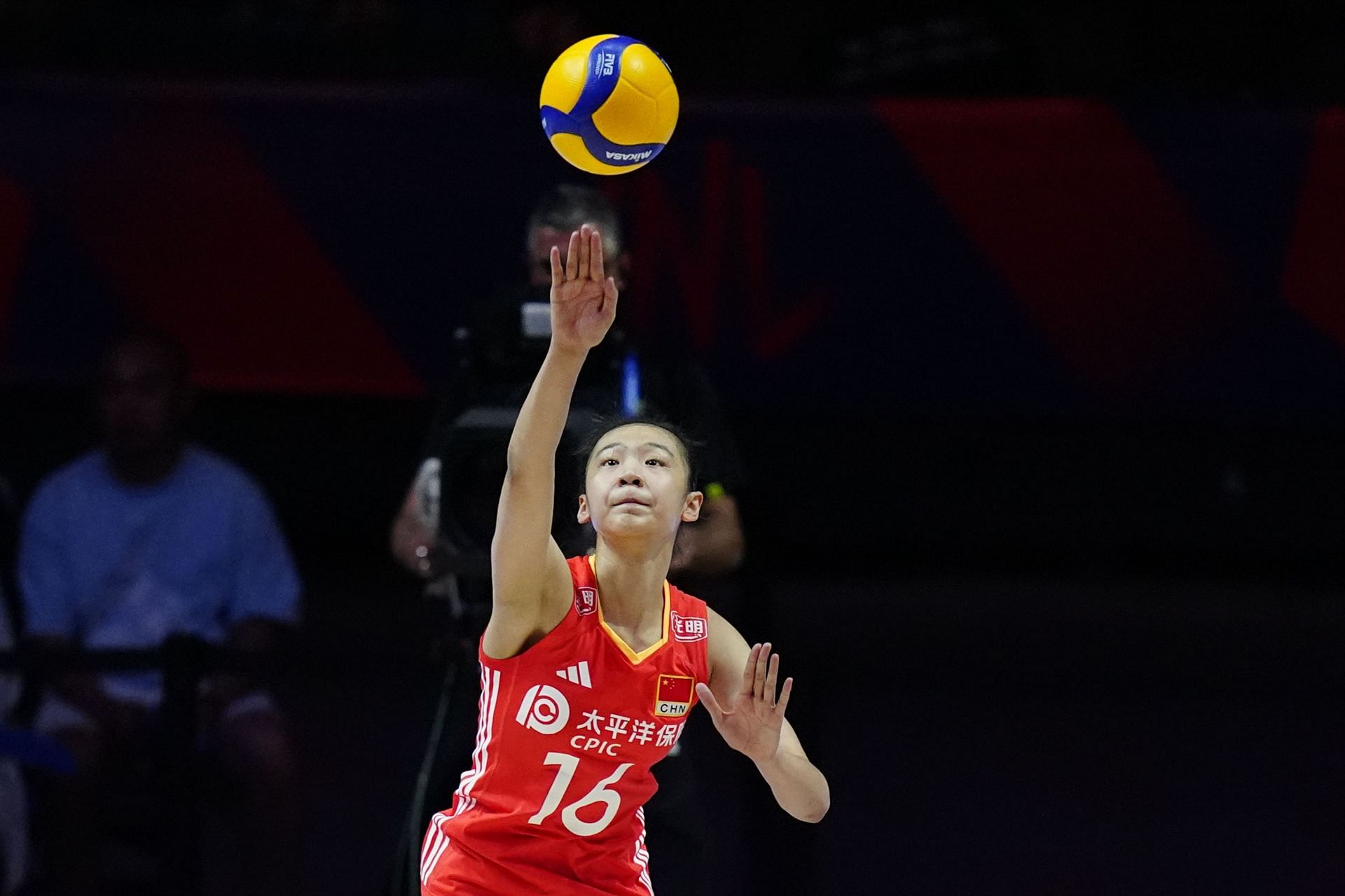 Wang Aoqian of China during the 2025 Women's Volleyball Nations League match between China and Turkiye in Beijing, China. (Photo by Getty Images)